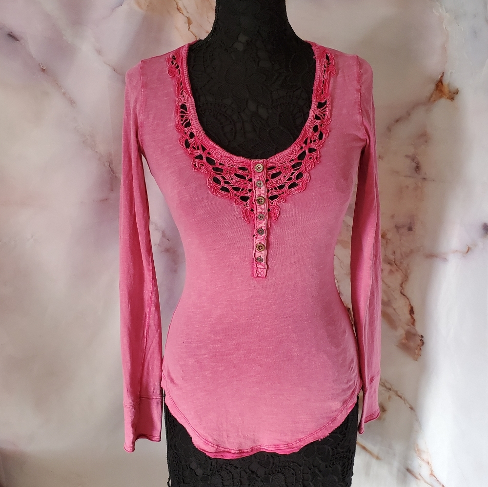 Free People Pink Crochet Top